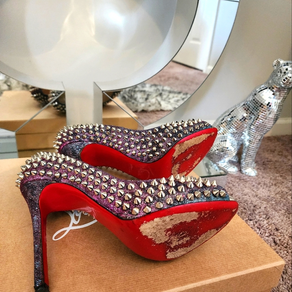 Christian Louboutin Purple Spiked Heels - Picture 11 of 17